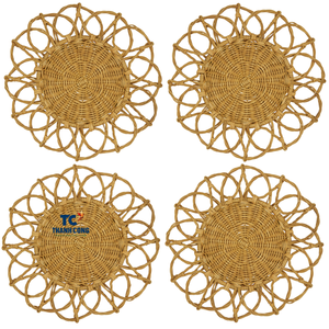 Wholesale Boho Style Handwoven Rattan <b>Placemats</b> Wholesale Natural <b>Table</b> Decor for Rustic <b>Dining</b> and Home Use Made in Vietnam - Product Image 3