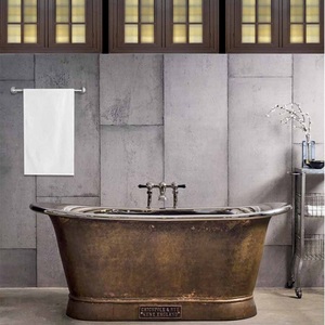 Lujosa bañera de Villa estilo chino cobre gris independiente hecha a mano de cobre puro de lujo para Baño - Product Image 4