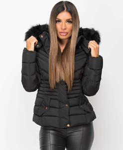 Manteau bouffant chaud d'extérieur pour femmes avec fourrure Veste matelassée en laine d'hiver chaude Vêtements d'extérieur en trench Garniture en coton et fourrure de mouton - Product Image 5