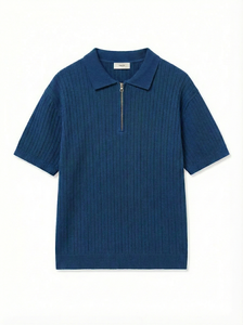 Camisa con Cierre de Cremallera, Mezcla de Algodón Tejido Premium, Estampado con Logotipo Personalizado, Corte Casual para Hombre, Uso Diario - Product Image 4