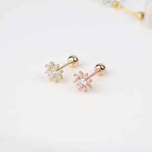 Orecchini da donna alla moda in oro 14K Fine con zirconi solari cubici per Piercing quotidiano grandi feste-vendita all'ingrosso di K-gioielli - Product Image 3