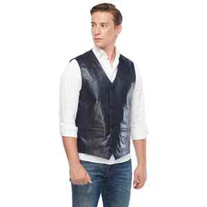 Customize Style High Quality Outdoor Genuine Mens Leather <b>Vest</b> Warm and Waterproof In Different Sizes Solid Color Leather <b>Vest</b> - Product Image 4