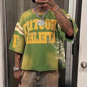 À la mode personnalisé imprimé Y2K Hip Hop Tee surdimensionné Streetwear T-Shirt lourd recadrée Boxy Fit luxe coton hommes impression graphique - Product Image 5