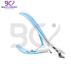 Meilleures pinces à cuticules en acier inoxydable, manche bleu, lame courbée, conçues pour les doigts, très vendues, prix compétitif - Product Image 4