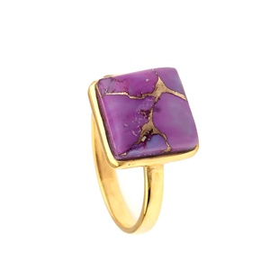 2025 Customized 925 Sterling Silver Fine <b>Ring</b> Natural <b>Turquoise</b> 12mm Square Mohave Purple Copper Eternity Vermeil Women Jewelry - Product Image 4