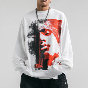 Winter Printed Sweatshirts Men Heavy Fleece Crew Neck Sweat Shirts Mens 400 GSM Printed Sweatshirt Men's - Product Image 1