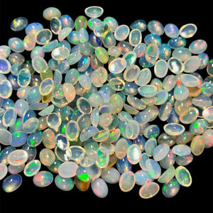 Piedras preciosas de cabujón de ópalo etíope 6x8mm corte ovalado blanco pedido mínimo 100 quilates piedras preciosas sueltas naturales - Product Image 1