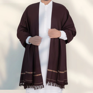 Broderie à la machine traditionnelle pakistanaise vêtements pour hommes châles vente en gros à bas prix épais laine châles et étoles mâle - Product Image 5