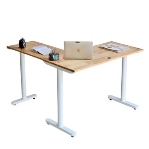 Escritorio Esquinero en Forma de L de Madera de Caucho con Patas de Hierro 120x110cm Sistema TIO HBTO021 - Product Image 1