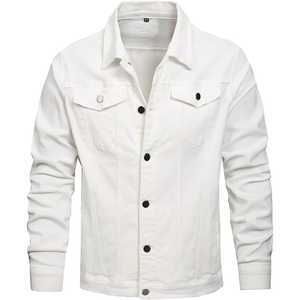 High Quality Custom <b>Men's</b> Slim Fit Patchwork Winter Button Zip-Up Denim Cotton <b>Jacket</b> Windproof Casual - Product Image 4