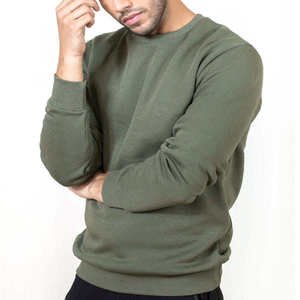 Sweat-shirt uni pour homme en coton épais de haute qualité, sweat-shirt en molleton surdimensionné pour homme, col rond - Product Image 5
