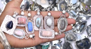 จี้925สไตล์วินเทจผสมหลากหลายรูปทรงอัญมณีธรรมชาติสัญลักษณ์ทางศาสนาคริสเตียนงานปาร์ตี้ทองเหลือง - Product Image 6