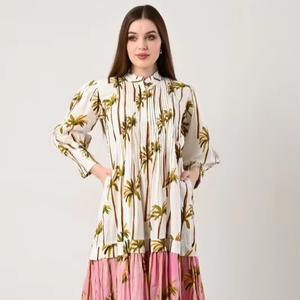 Robe à manches longues bouffantes brodée pour femmes imprimée décorée meilleure qualité danse imprimée formelle femme vêtements - Product Image 1