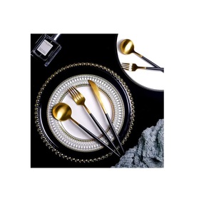 Juego de cubiertos de acero inoxidable ecológico con empuñadura de Mano Dorada, cubiertos decorados con mangos de plástico, cuchillos para fiestas, restaurantes - Product Image 5