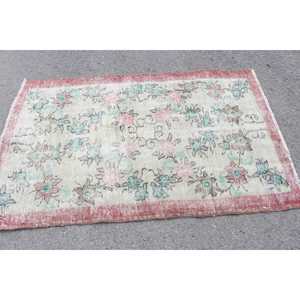 Tapis turc 3,7x5,9 pieds, tapis d'appoint vintage, tapis ombré rouge et bleu - Product Image 3