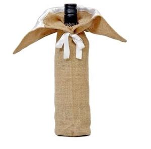 Botella de vino individual de arpillera ecológica con impresión de logotipo personalizado, bolsa de compras de yute, bolsa de regalo para bodas, fiestas, vino promocional - Product Image 1