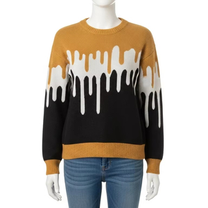 Suéter de Mujer con Mezcla de Lana, Anti-Pilling, Estampado Goteante, Tejido Suave, Cálido, Cómodo, Informal, Ropa de Invierno, Moda Femenina - Product Image 1