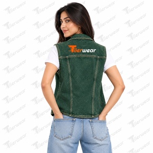 Tiierwear <b>Women's</b> <b>Denim</b> Vest Manufacturer Custom Jean <b>Waistcoat</b> OEM Private Label Sleeveless <b>Denim</b> Jacket Supplier <b>for</b> Fash - Product Image 6