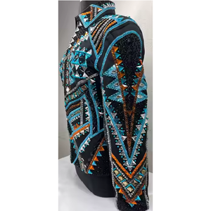 Veste d'équitation de style occidental pour femmes vêtements équestres avec tissu cristal 100% et coupe confortable en spandex - Product Image 3