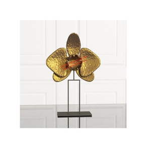 Sculpture de feuille de maintien en aluminium avec base rectangulaire finition argentée brillante vente au prix de gros - Product Image 3