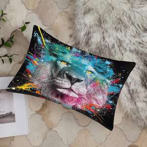 Almohada con estampado moderno abstracto de león vibrante, suave, personalizada, artística, 24 x 24 pulgadas, 60 x 60 cm - Product Image 5
