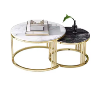 Meilleure table en marbre pierre blanche avec de l'or de haute qualité Ensemble de table centrale gigogne de luxe Salon Cuisine Maison Hôtels Utilisation