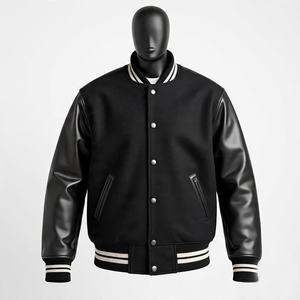 Chenille Broderie Manches En Cuir Personnalisées Bomber Collège Baseball Veste pour Hommes Casual Hommes Streetwear Varsity Veste - Product Image 5