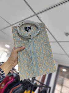 New Wedding Collection Pintex Work and Printed Kurta Pajama Set for <b>Men</b> Premium Art <b>Silk</b> Traditional Outfit for Festivals - Product Image 3