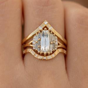 แหวนแต่งงานทรงโค้งสีทอง14K สำหรับผู้หญิงแหวนเพชรธรรมชาติสำหรับตัดมีหลายขนาด - Product Image 6