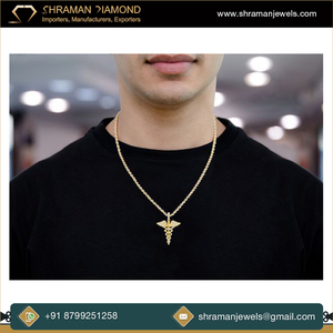 สร้อยคอทองคำแท้10K ทันสมัยรูปใบนูนด้านการแพทย์คาดูเชียสประดับเพชรธรรมชาติปรับแต่งได้ของขวัญเครื่องประดับมินิมอล - Product Image 5