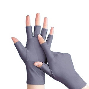 Gants de cyclisme pour femmes, 1 paire, élastique, anti-UV, demi-doigts, noir, blanc, gris, été, mince et court - Product Image 4