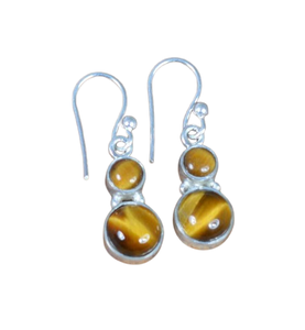 Pendientes de piedras preciosas de ojo de tigre de Plata de Ley 925, joyería hecha a mano, pendientes de estilo bohemio de plata, joyería para mujer, regalo para - Product Image 1