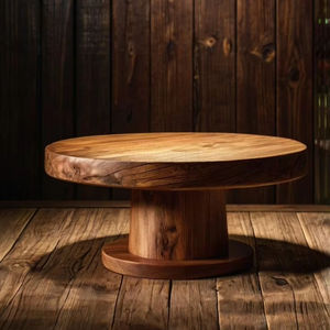 DISEÑADO ÚNICO DISEÑO HECHO A MANO FORMA REDONDEADA Soporte para servir pasteles de cumpleaños para celebración de fiesta Pastel de madera - Product Image 1