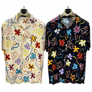 Camisa de Manga Corta de Satén con Estampado Floral para Hombre, con Logotipo Personalizado, Corte Relajado, Cuello Camp Collar, Diseño Elegante para Vacaciones de Verano - Product Image 3