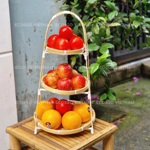 Plateau de service en bambou naturel/plateau en bambou à plusieurs niveaux/plateau à fruits Matériau en bambou de haute qualité pour la décoration Taille personnalisée - Product Image 6