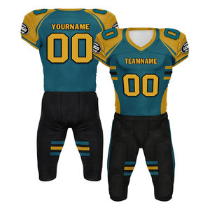 Nouveautés Ensemble d'uniformes de football américain pour hommes Vente en gros Logo brodé pas cher Impression par transfert thermique Protection UV 100% - Product Image 1