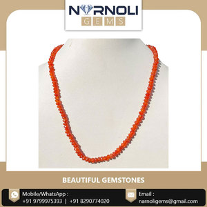 สร้อยคอธรรมชาติสีส้มคาร์เนลเลียนลูกปัดเหลี่ยมเพชรพลอย - Product Image 5