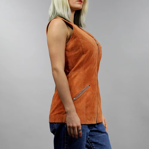 Nuevo Chaleco de Cuero para Mujer, de Alta Calidad, Estilo Motero, de Cuero Genuino, Cortavientos, Moderno, en Diferentes Colores Lisos - Product Image 2