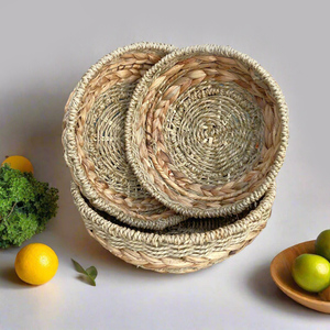 Cestas redondas pequeñas de mimbre de jacinto de agua para pan, frutas y aperitivos, venta al por mayor a precio de fábrica - Product Image 1