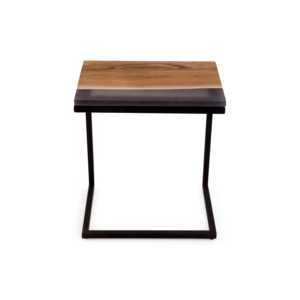 Ensemble de 3 tables basses gigognes en bois d'acacia, époxy et fer, style industriel antique, écologiques, fabriquées à la main, meubles de maison en provenance d'Inde - Product Image 3