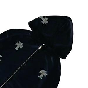 Survêtement en strass pour homme, coupe ample, sweat-shirt et pantalon, entièrement orné de pierres précieuses, 100% coton, survêtement en strass épais - Product Image 4