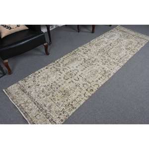 Alfombra Turca de 2.9x9.8 pies, Alfombra Vintage con Diseño Floral Marrón - Product Image 5