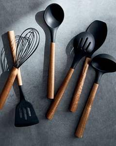 Espátula de cocina, cuchara de madera y resina, espátula con soporte, utensilios de cocina, cuchara de cocina de madera natural - Product Image 6