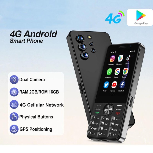 XS24 PRO Smart Touch Screen Phone 4G Network WiFi Google Play Torch Android System 2 SIM Card Smart Cellphones 3.5" Display