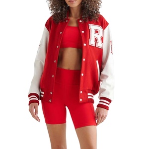 Meilleure vente Veste universitaire personnalisée pour femmes Bomber de baseball à boutons Colorblock Vestes pour femmes Vestes universitaire pour femmes - Product Image 2