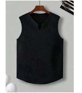 Débardeurs de sport élégants pour hommes, col en V, noirs, respirants, pour la gym, l'entraînement, la course et les sports - Product Image 3