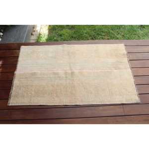 Turkish Small Rug 2,2x3,6 ft, <b>Brown</b> White Floral Rug <b>Wool</b> - Product Image 3