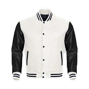 Unisex Custom <b>White</b> Leather Sleeves Stand Collar College Varsity <b>Jackets</b> for <b>Men</b> CollegeBaseballjacket for <b>men</b> DDP Shipping - Product Image 1