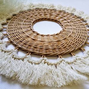 โบฮีเมียนตกแต่งผนังสไตล์โมเดิร์นเป็นมิตรต่อสิ่งแวดล้อมหวายทรงกลม hygge สำหรับสถานรับเลี้ยงเด็กหรือห้องเด็กลายแนวตั้งแบบแขวนออกแบบให้แขวน - Product Image 6