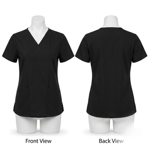 Teal Blue Medical Scrub <b>Set</b> 170 GSM Cotton Poly Soft V Neck Custom Embroidery Uniform Wear Premium - Product Image 2